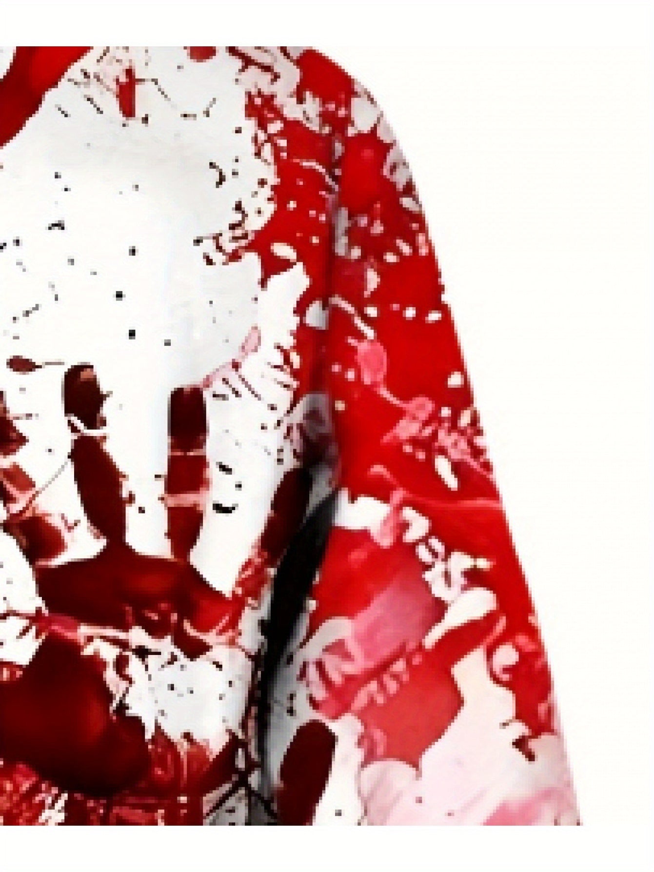 Men's 3D Graphic Print Hooded Sweatshirt with Red Palm & Blood Splatter Design - Edgy Gothic Streetwear Pullover, White & Red Colorblock, Machine Washable Long Sleeve Casual Winter Hoodie for Men, PLUS SIZE