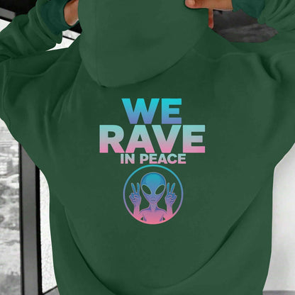 WE RAVE IN PEACE with Alien Men'S Casual Hoodies