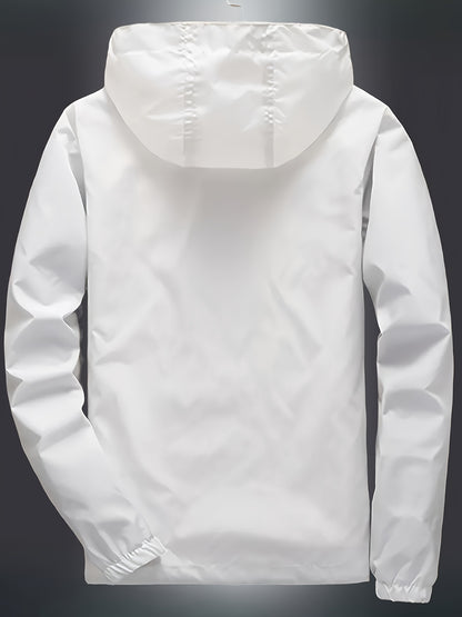 Men's Zip-Up Hooded Jacket - Breathable Reflective Outerwear for Gym, Cycling, Hiking & Beach Use - Lightweight Spring/Summer/Autumn Outdoor Wear with Zippered Storage Design. High-Quality Unisex Hoodie Perfect for Water Spor