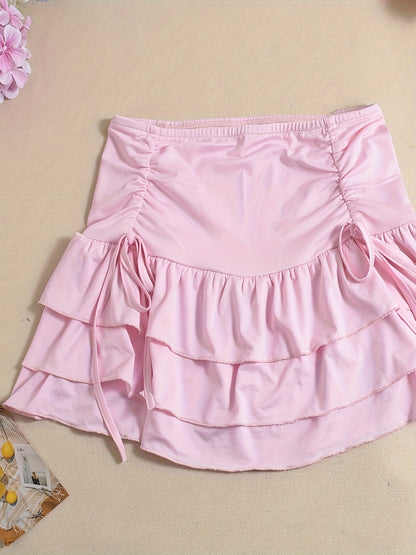 New Women's Two-Piece Set, Off-Shoulder Cut-Out Strap Top and Backless High-Waist Cake Skirt, Seductive Streetwear Outfit