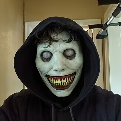 [Scary Zombie Mask Set] Scary Halloween Zombie Mask Set - 1pc Clown & Demon Dual Design | Lightweight Breathable Plastic | Cosplay/Haunted House Party | Fangs Included