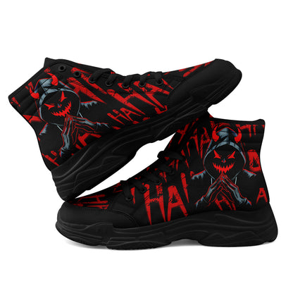 [Devil Graphic Sneakers] Men's Plus Size Devil Graphic High-Top Sneakers - Lightweight, Breathable Lace-Up Trainers with TPR Sole | Comfortable Walking Shoes for Halloween, Casual Outdoor Wear, All-Season Use, Trendy Footwear