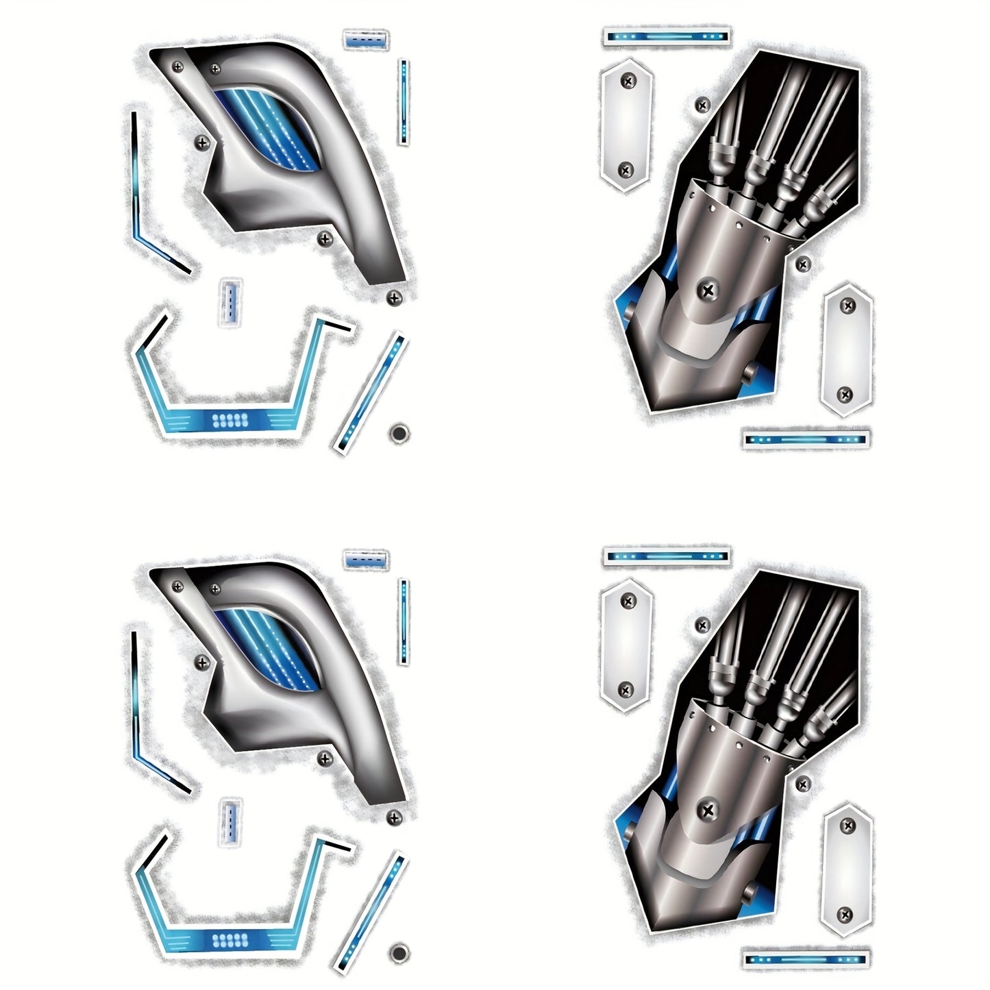 [Waterproof Temporary Tattoos] FTVLTAT 4pcs Waterproof Mechanical Arm Face Stickers | Long-Lasting Temporary Tattoos for Legs, Ankle & Arms, Body Art Decoration for Halloween, Birthday Parties & Festivals, Festival Accessorie