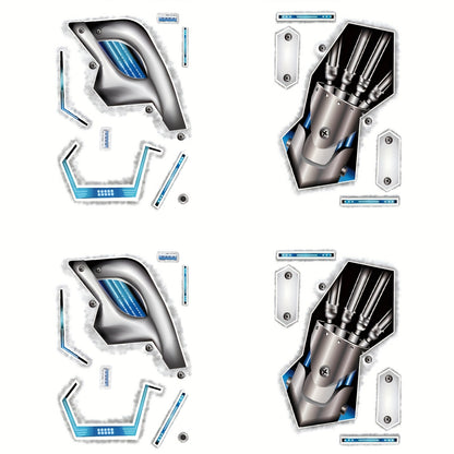 [Waterproof Temporary Tattoos] FTVLTAT 4pcs Waterproof Mechanical Arm Face Stickers | Long-Lasting Temporary Tattoos for Legs, Ankle & Arms, Body Art Decoration for Halloween, Birthday Parties & Festivals, Festival Accessorie
