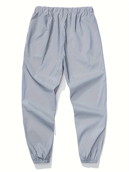 Spring and Autumn Men's Nighttime Reflective Sweatpants Fashion Streetwear Illuminated Straight Casual Trousers