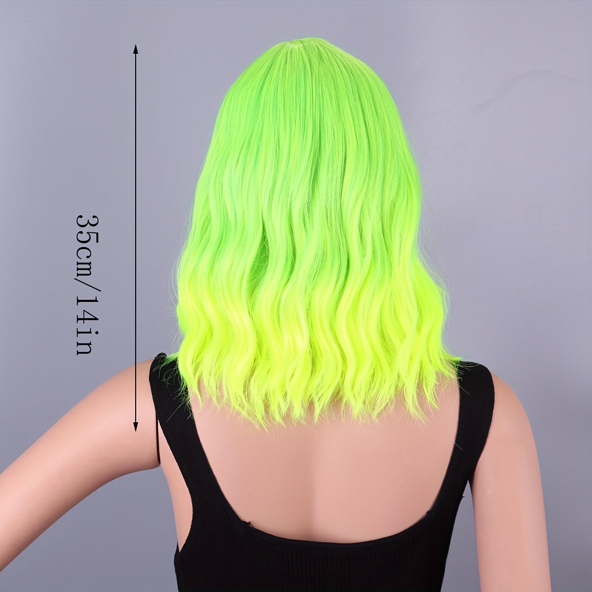 Women's fluorescent green short-wave wig with bangs Loose Wave wig Bob Curly wave synthetic cosplay wig suitable for girls colorful costume wig