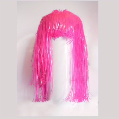 1pc Glow in the Dark Cosplay Wig - UV/Blacklight Activated Neon Pink, Party Dance Wig for Halloween, Costume Events, Clubs - Fluorescent Party Hair with Lightweight Plastic Construction, Club Night Outfit, Festive Decoration,