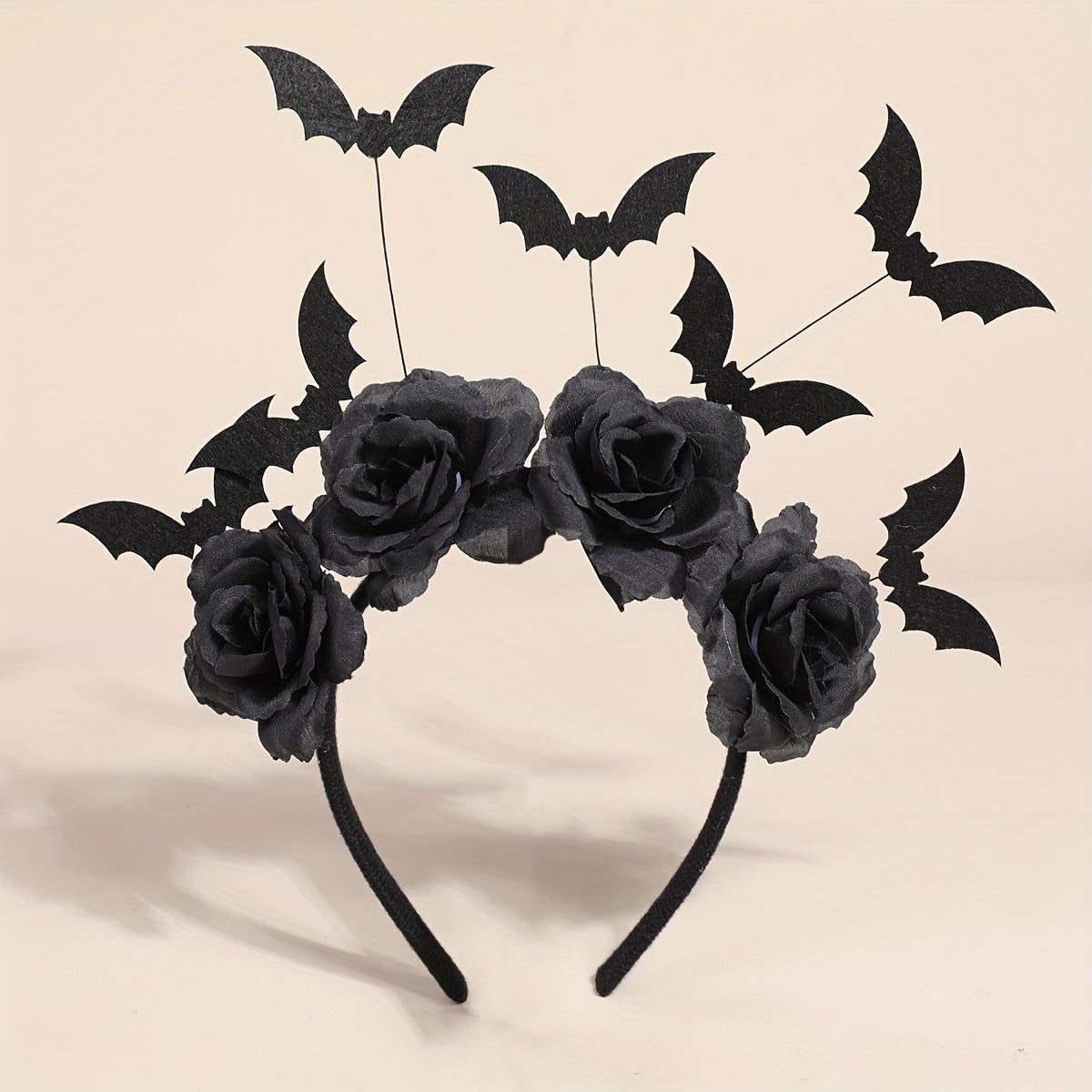 [Halloween Witch Hat Headband] Halloween Witch Hat Headband - 1pc Gothic Bat Hair Clip with Black Fake Flowers, Dark Cosplay Accessory for Women