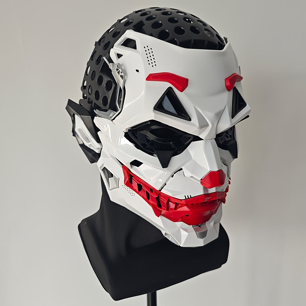 1pc Joker Clown Costume Mask - Inspired Horror Joker Mask with White & Red Lip Design, Clear Eyes & Sharp Jawline - Non-Toxic & Easy-to-Wear for Cosplay, Carnival, Costume Parties - Joker Makeup Effect for Adults & Teens (No