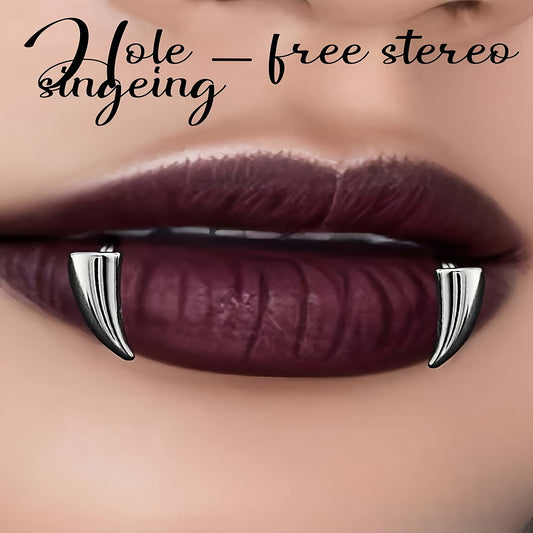 Fashionable And Trendy Unisex Vampire Fang-shaped Lip Accessory, Wolf Fang-shaped Jewelry, 2-4 Pieces, No Need For Piercing