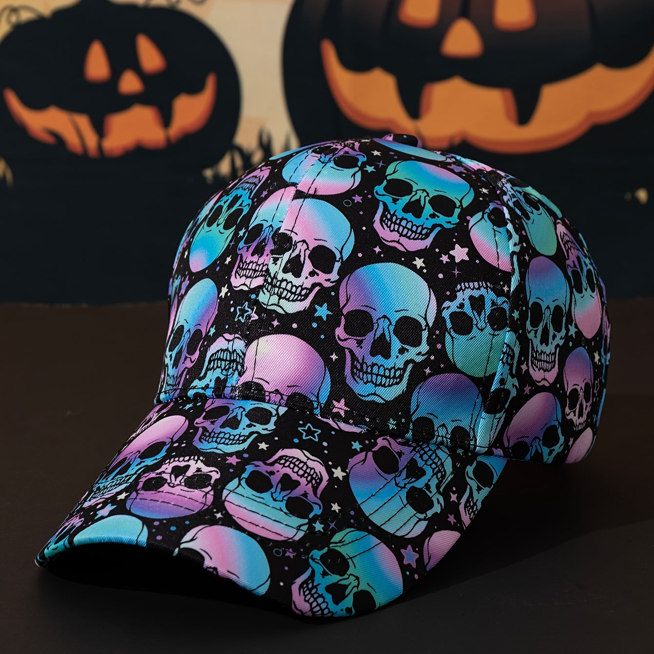 One Pumpkin Color, Black Contrast Color joyful Face, Embroidery Party Street Style Baseball Cap, Halloween Role Playing Wear, Men's and Women's Casual Dad Hat