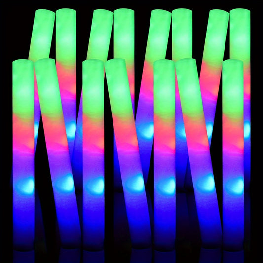 42 LED Foam Glow Sticks - Multi-Color Flashing & Color-Changing Light-Up Batons