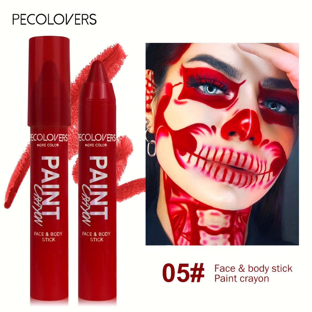 [1pc Vibrant Paint Stick] 1pc Vibrant Waterproof Paint Stick | High Pigment, Long-Lasting, Easy Application, Soft Formula in Black/Blue/Green/Purple for Halloween & Costume Parties, Halloween Makeup