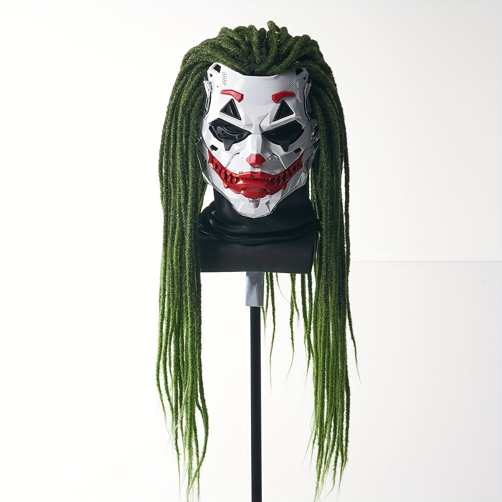 1pc Joker Clown Costume Mask - Inspired Horror Joker Mask with White & Red Lip Design, Clear Eyes & Sharp Jawline - Non-Toxic & Easy-to-Wear for Cosplay, Carnival, Costume Parties - Joker Makeup Effect for Adults & Teens (No