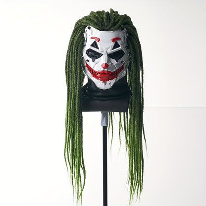 1pc Joker Clown Costume Mask - Inspired Horror Joker Mask with White & Red Lip Design, Clear Eyes & Sharp Jawline - Non-Toxic & Easy-to-Wear for Cosplay, Carnival, Costume Parties - Joker Makeup Effect for Adults & Teens (No