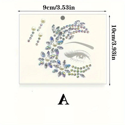 1pc Sparkling Rhinestone Eye Jewelry Sticker - Glittering Artificial Diamond Face Decoration, Suitable for Festivals, Cosplay, Parties and Photo Shoots, ABS Material, Round, Multi-Season Makeup Accessory, Party Face Decoratio