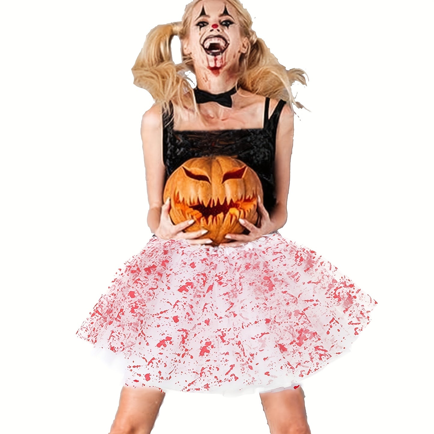 5pcs Halloween Bloody Costume Accessories Set for Women - Includes Gloves, Socks, Knife Headband, Tutu Skirt & Fake Knife - Perfect for Party Cosplay, Halloween Costume Accessories|Spooky Aesthetic|Polyester Fiber, Halloween