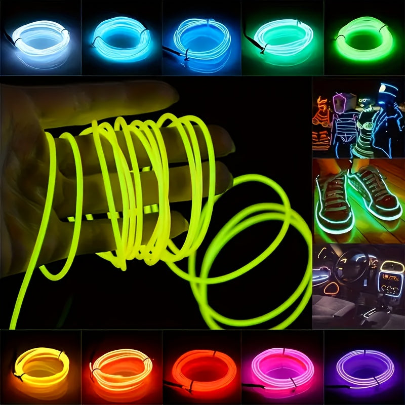 1pc Funky LED Neon Light-Up Wire Cable for Costumes, Parties & Raves - Adjustable Headband, 6 Colors (Blue/Green/Orange/Pink/Purple/White), Battery-Powered (No Batteries Included), Safe Low-Power Design for Halloween, Christm
