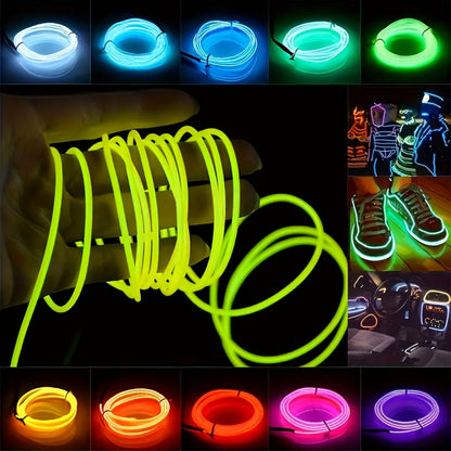 1pc Funky LED Neon Light-Up Wire Cable for Costumes, Parties & Raves - Adjustable Headband, 6 Colors (Blue/Green/Orange/Pink/Purple/White), Battery-Powered (No Batteries Included), Safe Low-Power Design for Halloween, Christm