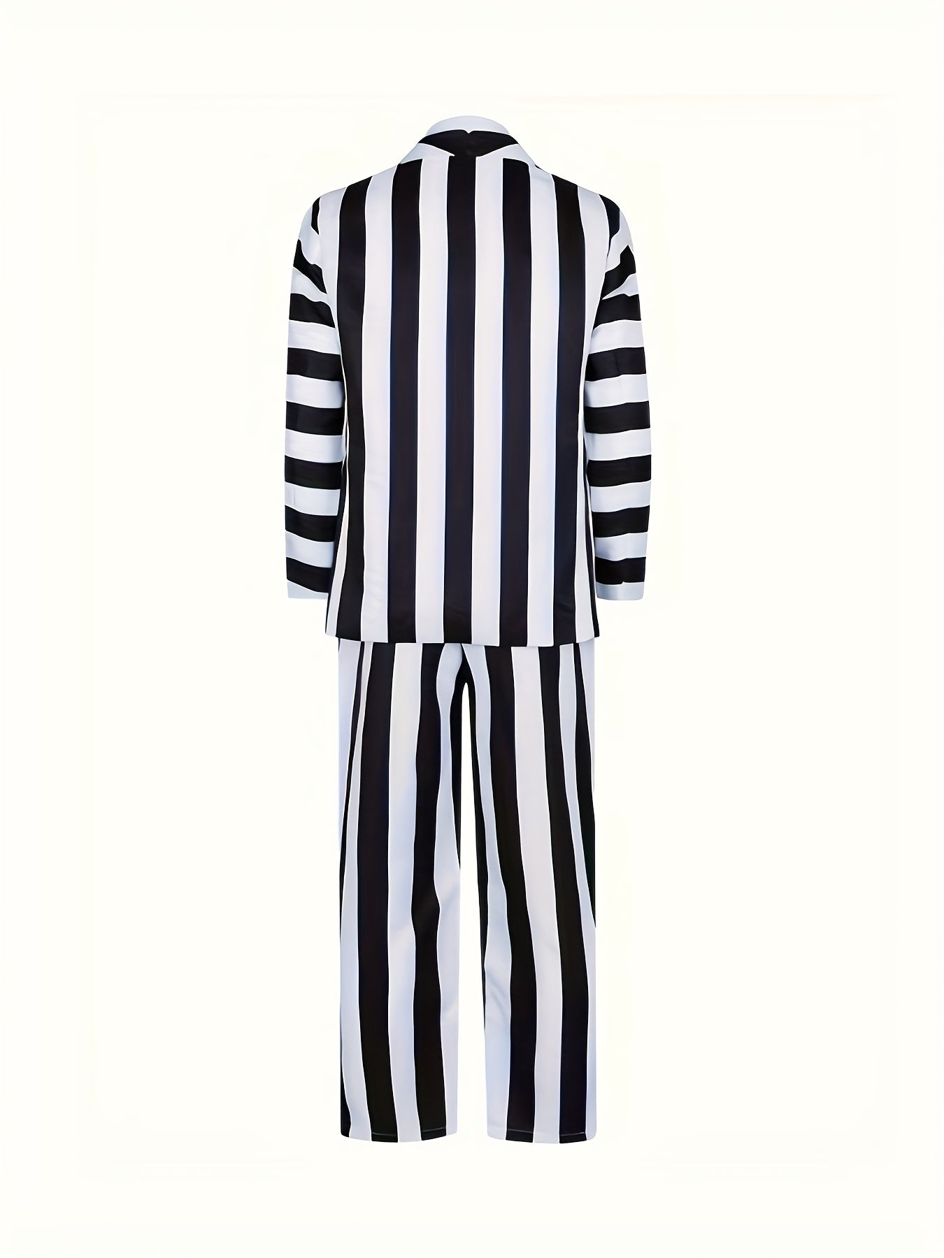 Adam Role Play Costume Men'S Black and White Striped Suit Jacket Shirt Pants Set Halloween Carnival Cosplay Anime Costume
