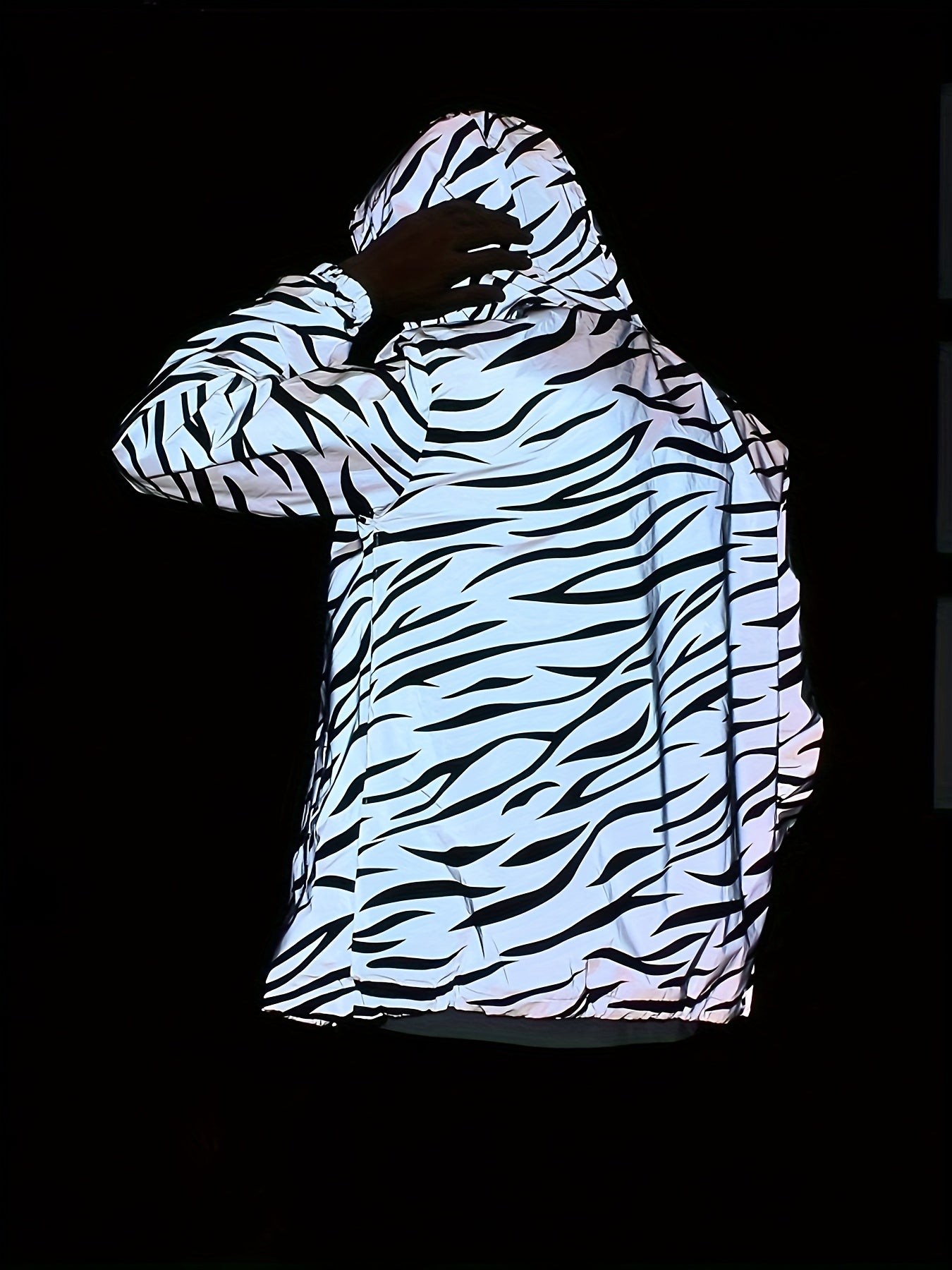 Men's Reflective Zebra Stripe Hooded Jacket