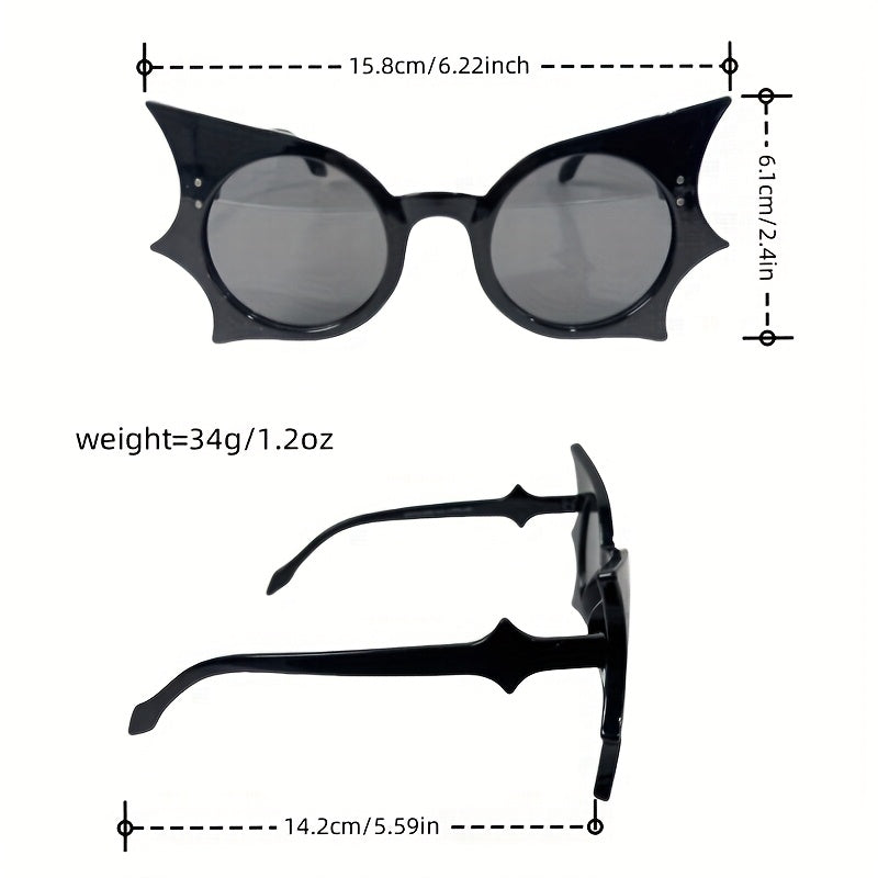 Y2K Vampire Bat-Shaped Fashion Glasses - Gothic Leopard Print & Solid Black Frames for Halloween, Costume Parties, Teens Fashion Accessories, Party Eyewear, Playful Eyewear, Bold Statement Pieces